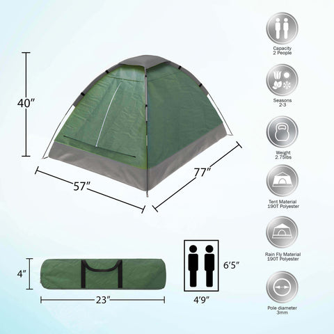 Lightweight 2 Person Outdoor Camping Tent - Perfect for Outdoor Camping, Backpacking and Beaches